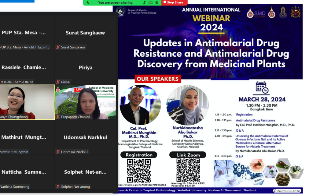 Academic seminar in topic "Updates in Antimalarial Drug Resistance and Antimalarial Drug Discovery from Medicinal Plants"