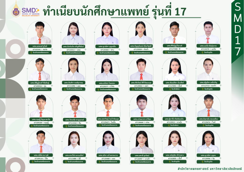 ทำเนียบนักศึกษาแพทย์รุ่นที่ 17 