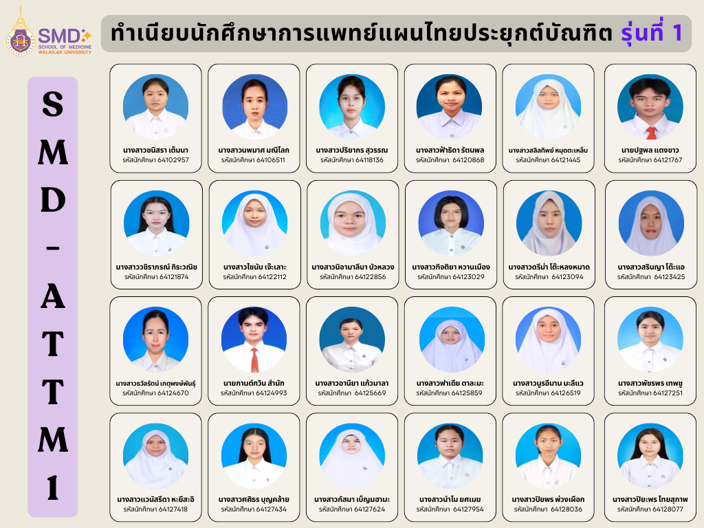 ทำเนียบนักศึกษาการแพทย์แผนไทยประยุกต์รุ่นที่ 1
