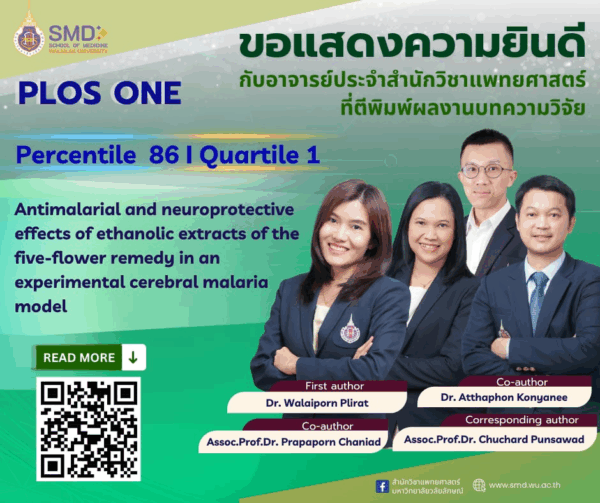 สำนักวิชาแพทยศาสตร์ มหาวิทยาลัยวลัยลักษณ์ ขอแสดงความยินดีกับ อ.ดร.วลัยพร ผลิรัตน์, อ.ดร.อรรถพล กลยนี, รศ.ดร.ประภาพร จันทร์เอียด และ รศ.ดร.ชูชาติ พันธ์สวัสดิ์ ที่ผลงานวิจัยได้รับการตอบรับให้ตีพิมพ์ใน PLOS ONE