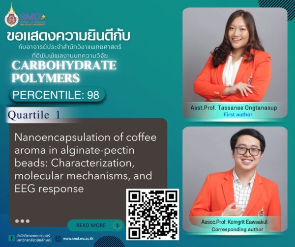 สำนักวิชาแพทยศาสตร์ มวล. แสดงความยินดีกับคณาจารย์ ผลงานวิจัยได้รับการตีพิมพ์ในวารสารระดับนานาชาติ Scopus Q1