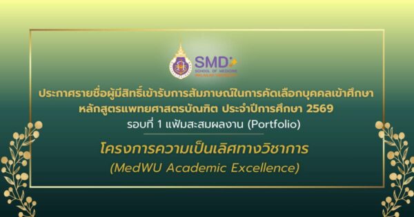 ประกาศรายชื่อผู้มีสิทธ์เข้ารับการสัมภาษณ์