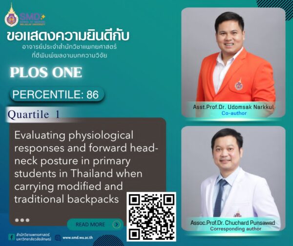 สำนักวิชาแพทยศาสตร์ มวล. ขอแสดงความยินดีกับ รศ.ดร.ชูชาติ พันธ์สวัสดิ์ และคณะ ที่ผลงานวิจัยได้รับการตีพิมพ์ในวารสาร PLOS One Q1