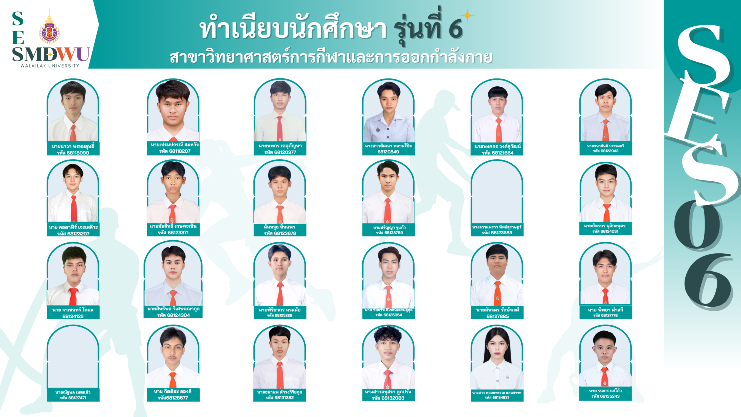 ทำเนียบนักศึกษาวิทยาศาสตร์การกีฬา รุ่นที่ 6
